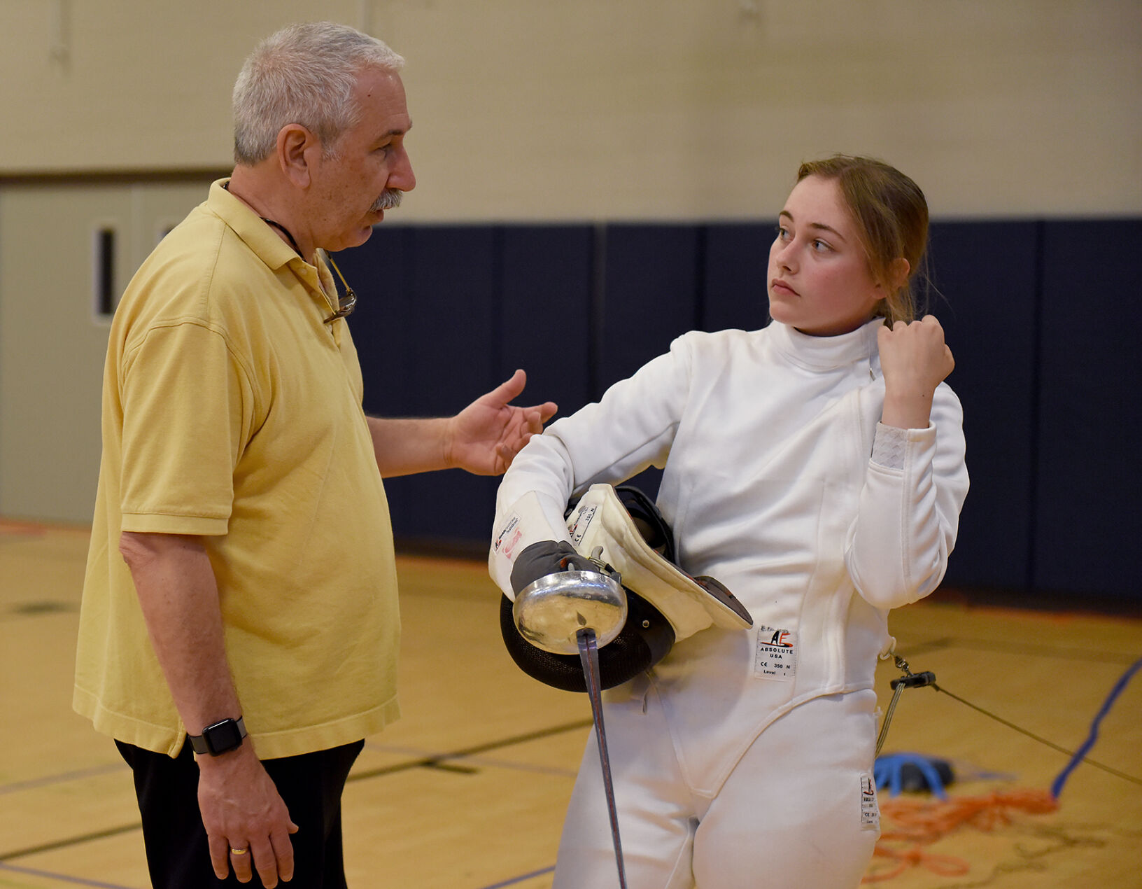 Rick Valvero coaches Elizabeth Lawless